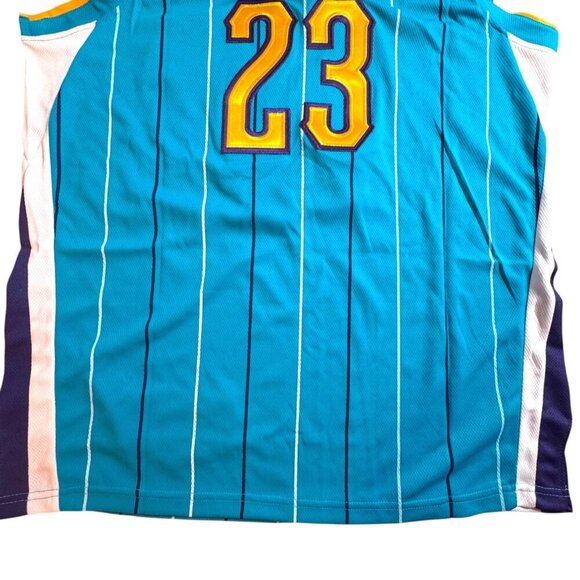 NWT Adidas Anthony Davis New Orleans Hornets #23 Jersey Blue Yellow Men's Size S - Picture 6 of 14